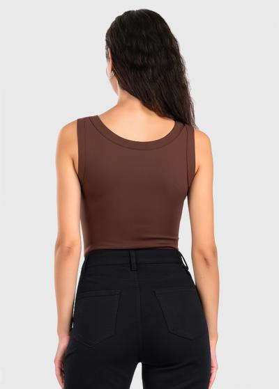 Deborah brūns t-krekls ar apaļu izgriezumu  - back