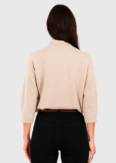 Eleanor bēšs džemperis ar trīs ceturtdaļu piedurknēm - back