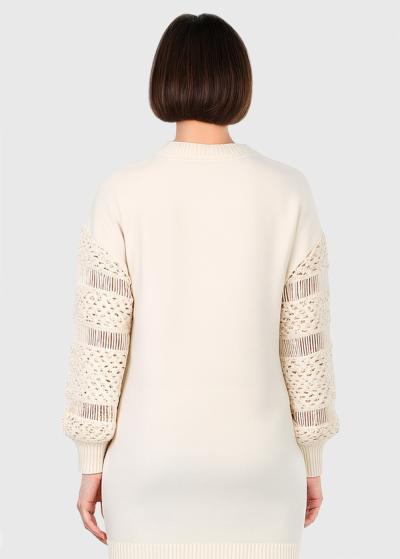 Ella bēšs džemperis ar mežģīnēm  - back