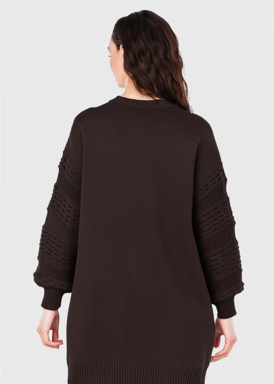 Ella tumši brūns džemperis ar mežģīnēm  - back