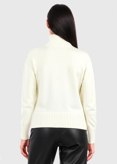 Arlanda balts džemperis ar augstu apkakli - back