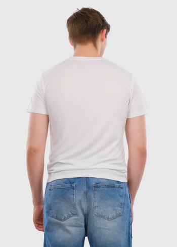 Modesto Lielo Izmēru balts vīriešu vienkrāsains t-krekls - back