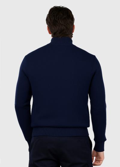 Autis tumši zils džemperis ar augstu apkakli - back
