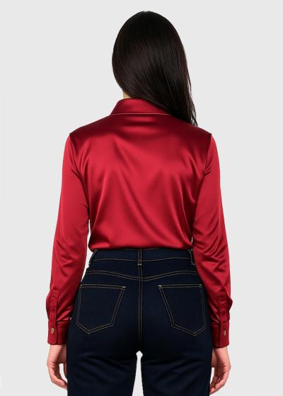 Whit темно-красная блузка на пуговицах - back