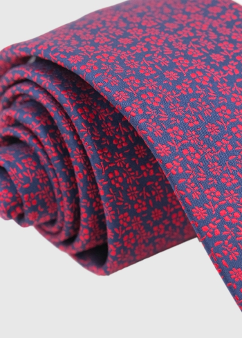 Bordo vīriešu kaklasaite ar ziedu rakstu - back