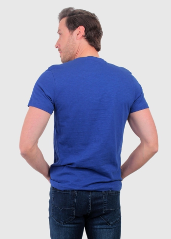 Nicola Lielo izmēru zils organiskās kokvilnas vīriešu t-krekls - back