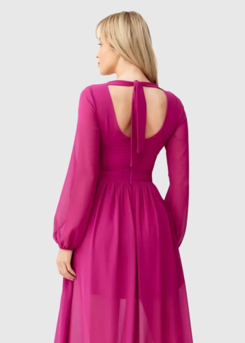 Nicolina rozā gara vakarkleita - back