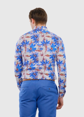 Tomer Slim Fit vīriešu krekls ar ziedu rakstu - back