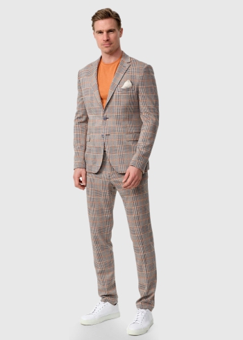 Napoleone Slim Fit pelēkas rūtainas vīriešu bikses - back