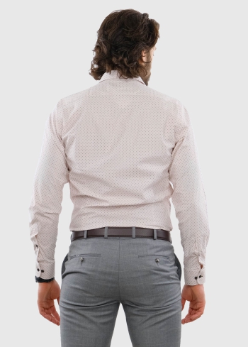 Slim Fit bēšs vīriešu krekls ar printu - back