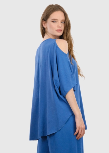 Sonia zila blūze oversize stilā - back