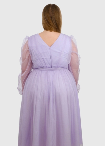 Olga Lielo izmēru gaiši violeta vakarkleita - back