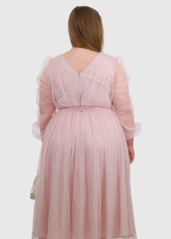 Olga Lielo izmēru gaiši rozā īsa vakarkleita - back