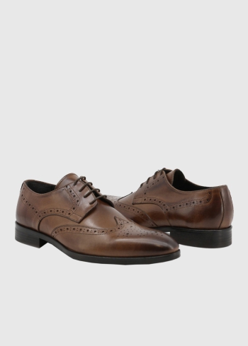 Brūni ādas kurpes-brogi ar šņorēm - back