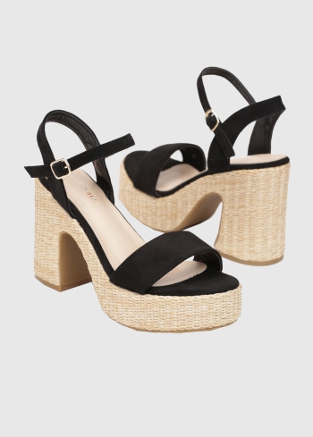 Aurora melnas sandales ar augstu zoli - back