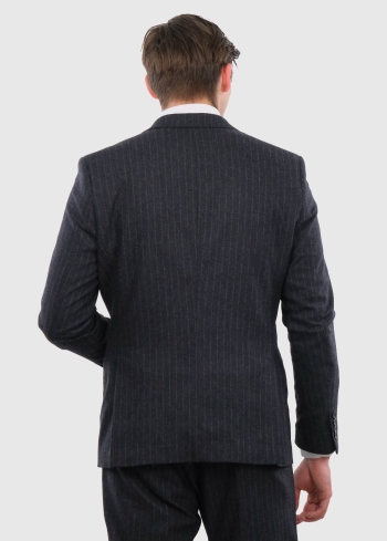 Annibale tumši pelēks pieguļošs uzvalks ar vilnu - back