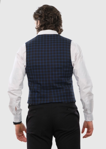 Dino melna klasiska rūtaina veste - back