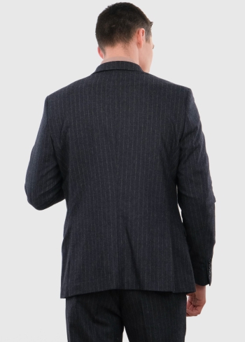 Annibale tumši pelēks pieguļošs uzvalks ar vilnu - back