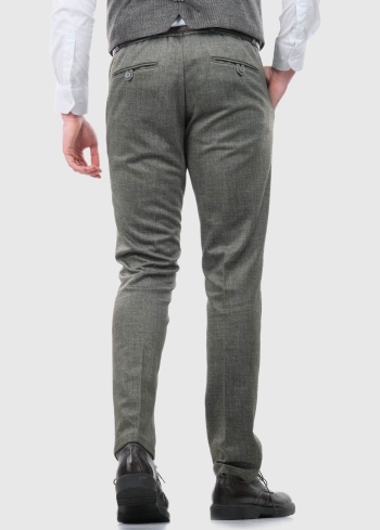 Melchiorre Slim Fit tumši zaļas vīriešu bikses - back