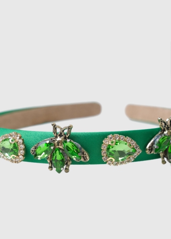 Ester zaļa matu stīpa ar akmeņiem - back