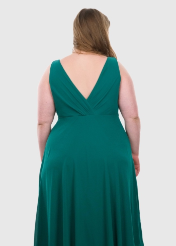 Sibilla Lielo izmēru tumši zaļa vakarkleita - back