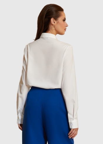 Balta sieviešu blūze ar garām piedurknēm - back