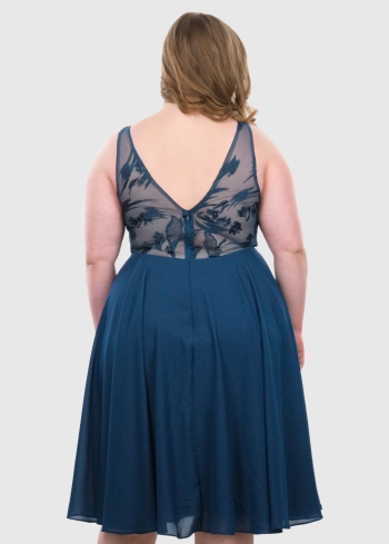 Romola Lielo izmēru tumši zila vakarkleita - back