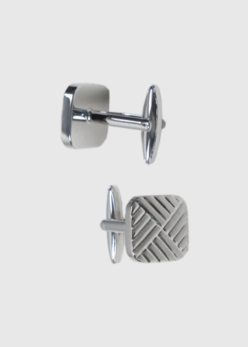 Sudraba kvadtrātainas aproču pogas - back