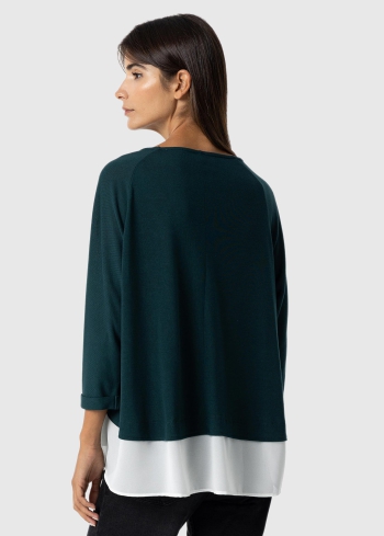 Zaļš sieviešu brīvas piegrieztnes džemperis - back