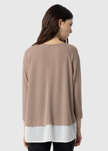 Bēšs sieviešu brīvas piegrieztnes džemperis - back