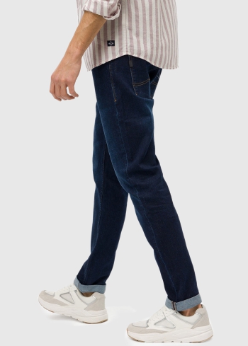 Regular Fit tumši zili vīriešu džinsi - back