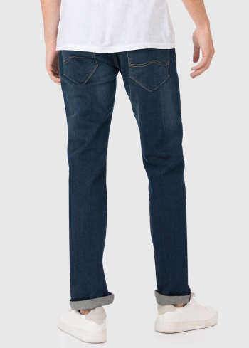 Slim Fit tumši zili vīriešu džinsi ar kabatām - back