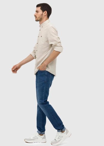 Slim Fit zili vīriešu džinsi - back