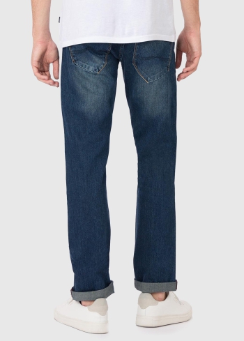 Regular Fit zili vīriešu džinsi - back