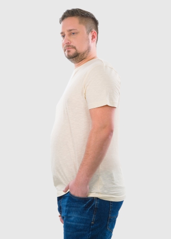 Nicola Lielo izmēru smilškrāsas organiskās kokvilnas vīriešu t-krekls - back