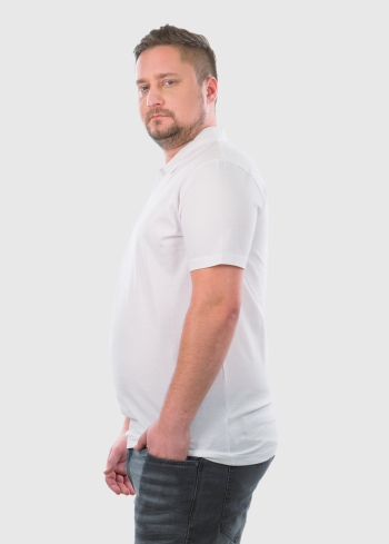 Enrico Lielo izmēru balts vīriešu polo krekls - back