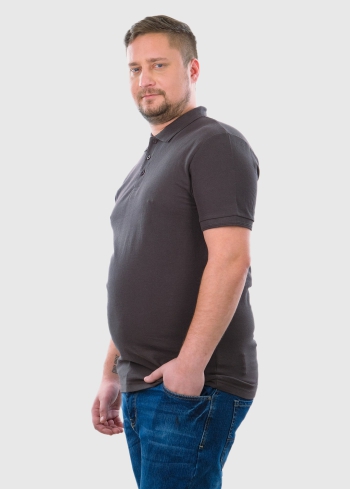 Ermanno Lielo Izmēru tumši pelēka vienkrāsains polo t-krekls - back