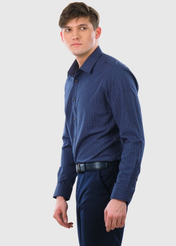 Slim Fit tumši zils vīriešu krekls - back