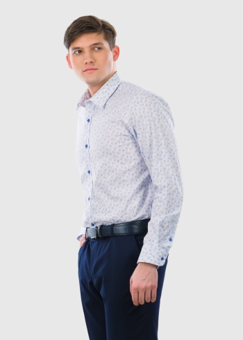 Slim Fit balts vīriešu krekls ar rakstu - back