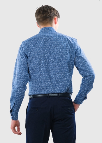 Slim Fit zils vīriešu krekls ar printu - back