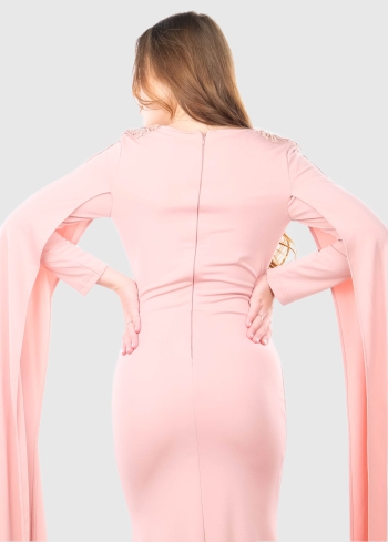 Felicita gaiši rozā gara vakarkleita - back