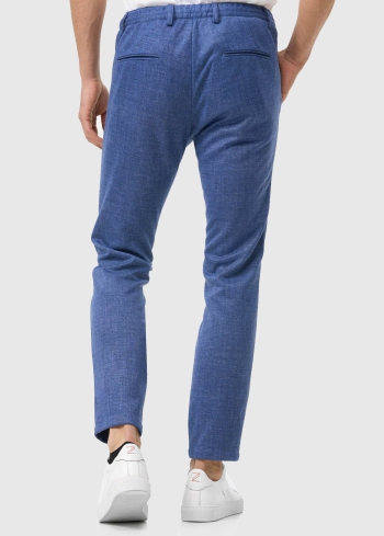 Michele Slim Fit zilas vīriešu bikses ar aukliņas aizdari - back