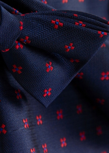 Tumši zils tauriņš ar lakatiņu un printu - back