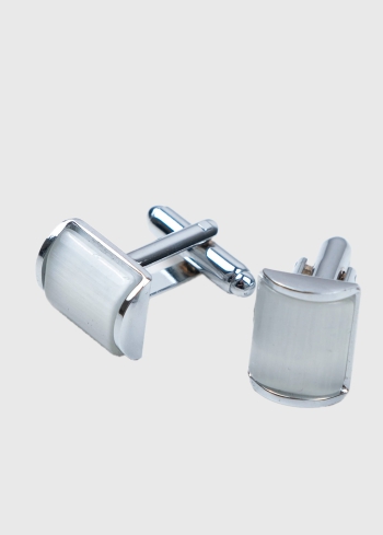 Pelēkas vīriešu taisnstūrainas aproču pogas - back