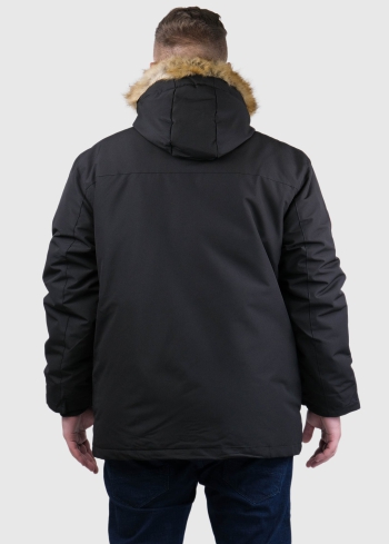 Elvio Lielo izmēru melni vīriešu parka ar kažokādu - back
