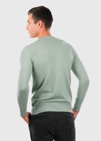 Gianni gaiši zaļš vīriešu džemperis ar apaļu izgriezumu - back
