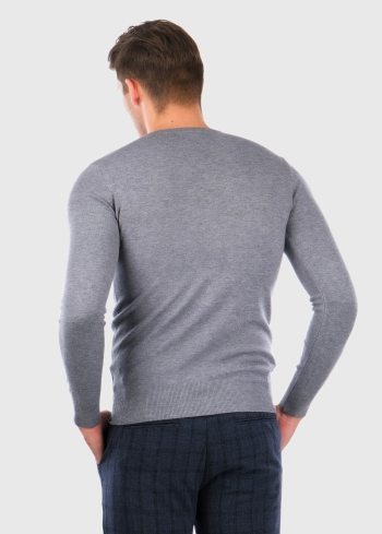 Gianni pelēks vīriešu džemperis ar apaļu izgriezumu - back