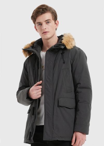 Genesio tumši pelēka vīriešu parka ar kapuci - back