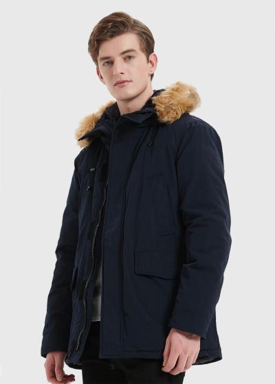 Genesio tumši zila vīriešu parka ar kapuci - back