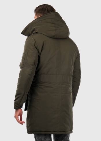 Haki parka ar kargo tipa kabatām - back